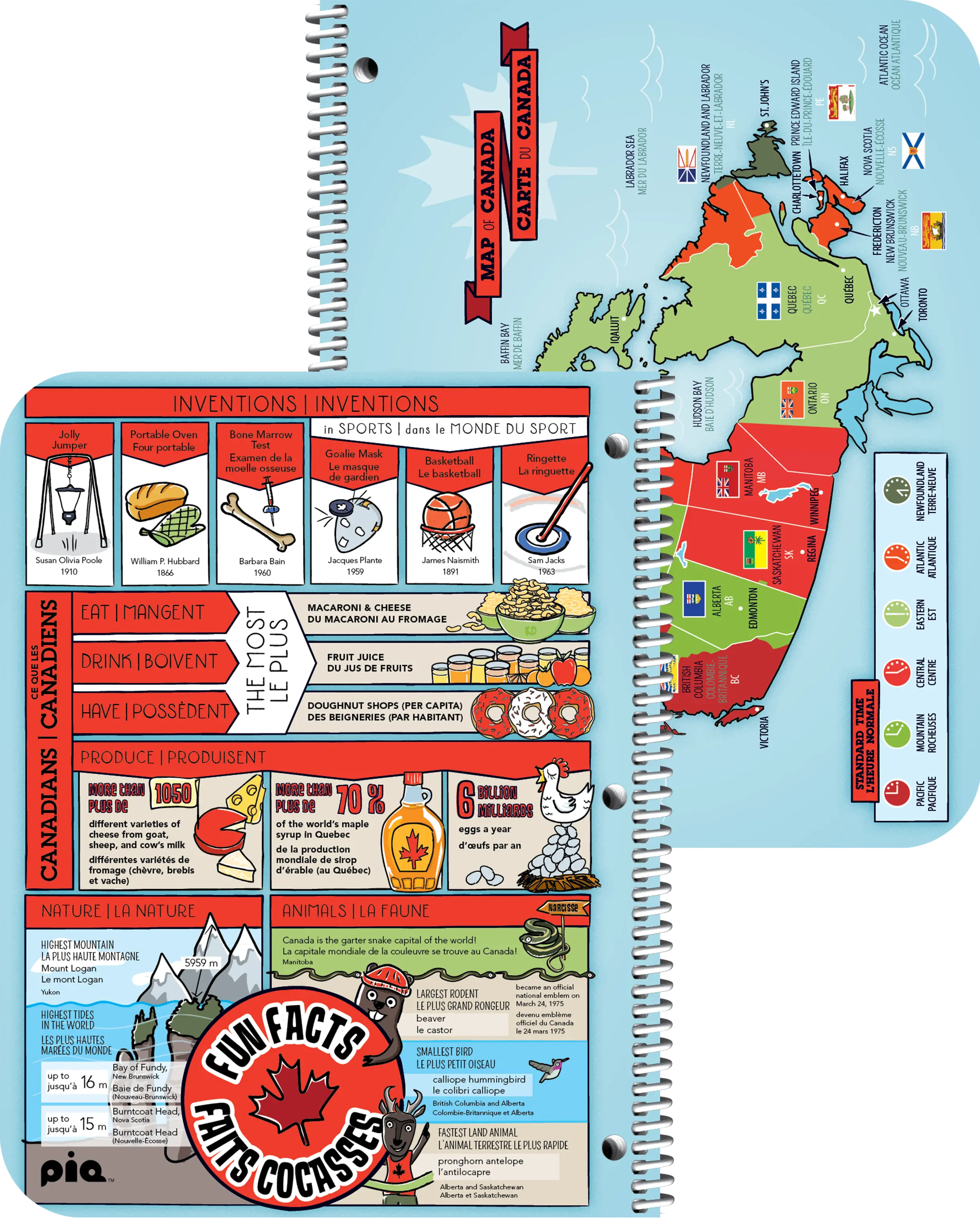 Choix de la couverture arrière standard pour l'agenda scolaire - Faits Canadiens